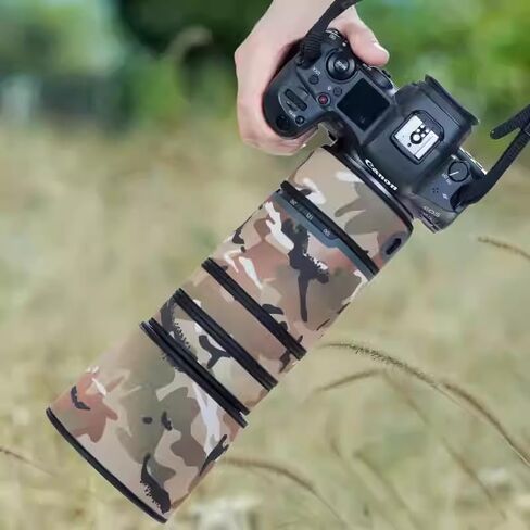 غطاء العدسات الممولة المقاومة للماء يتوافق مع Canon RF 100-400mm F5.6-8.0 ، أغطية المطر ، غلاف واقٍ من العدسة ، بدلة للحياة البرية والتصوير الرياضي (تمويه العشب الجاف) in Kuwait