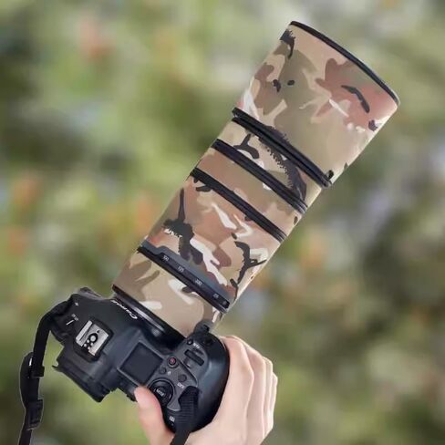 غطاء العدسات الممولة المقاومة للماء يتوافق مع Canon RF 100-400mm F5.6-8.0 ، أغطية المطر ، غلاف واقٍ من العدسة ، بدلة للحياة البرية والتصوير الرياضي (تمويه العشب الجاف) in Kuwait