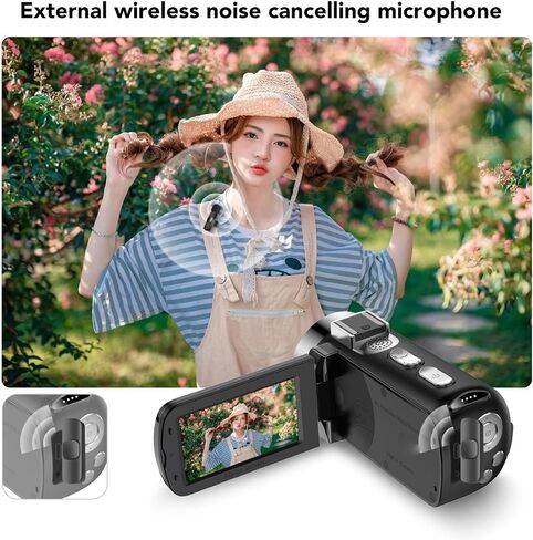yunseity 64mp 4k camera camera camcorder ، مسجل الكاميرا الرقمية مع الليل مع مصباح LED ملء للسفر والاستخدام اليومي والبث المباشر in Kuwait