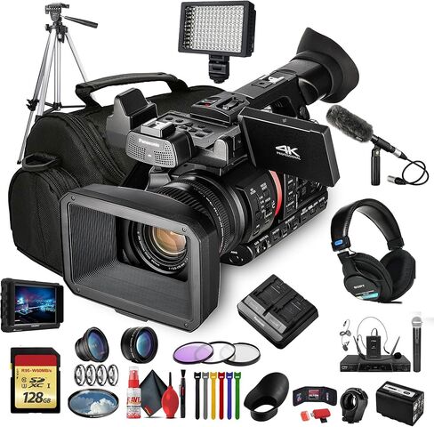 Panasonic AG-CX350 4K UHD كاميرا فيديو محترفة محترفة مع ZOOM البصري 20x | تسجيل 10 بت HDR V-Log HLG (AG-CX350) مع علبة مبطنة ، بطاقة 128 جيجابايت ، ترايبود ، ميكروفون ، شاشة 4K الخارجية والمزيد in Saudi Arabia