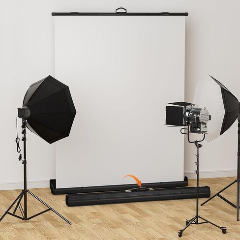 WASJOYE Retractable White Backdrop Screen - 79 x 59 in Professional Pull Up Panel Auto-Locking Wrinkle-Resistant Photography Background for Video Conference, Live Game, Photographic Studio, Streaming in Saudi Arabia