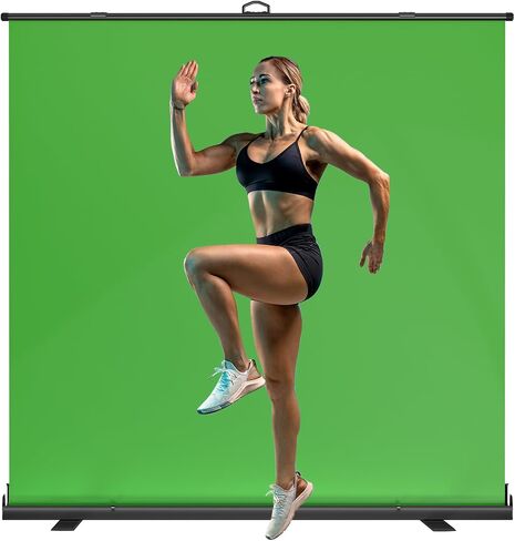 WASJOYE Retractable White Backdrop Screen - 79 x 59 in Professional Pull Up Panel Auto-Locking Wrinkle-Resistant Photography Background for Video Conference, Live Game, Photographic Studio, Streaming in Saudi Arabia