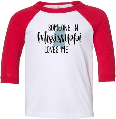 Someone in Mississippi Loves Me Kids Three-Quarter Raglan Sleeve Baseball Shirt Toddler in Saudi Arabia
