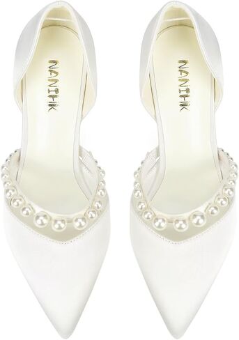 Pearl Wedding Shoes for Bride Closed Toe High Heel Bridal Shoes Wedding Heels in Saudi Arabia