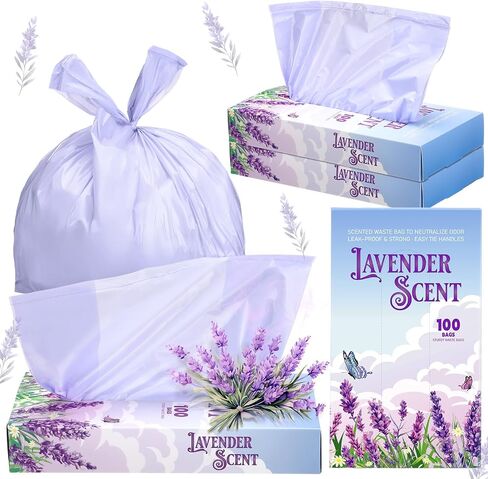 200 Pcs 17.7 x 9.8 in Lavender Scented Hygiene Bags Discreet Waste Disposal for Feminine Products, Diaper Disposal or Pet Waste Sacks with Easy-to-tie Tabs in Saudi Arabia