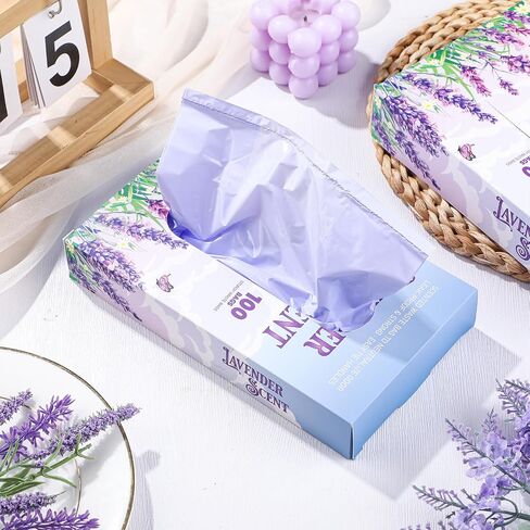 200 Pcs 17.7 x 9.8 in Lavender Scented Hygiene Bags Discreet Waste Disposal for Feminine Products, Diaper Disposal or Pet Waste Sacks with Easy-to-tie Tabs in Saudi Arabia
