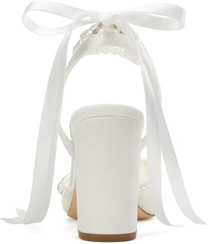 Pearl Heels Wedding Shoes for Bride Closed Toe Bridal Heels Comfortable Bridal Shoes in Saudi Arabia