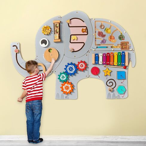 لوحة حائط كبيرة للفيل الخشبية للطفل التعليمي Montessori Toy للأطفال التفاعلية التفاعلية ألعاب الحسية الحسية in Saudi Arabia