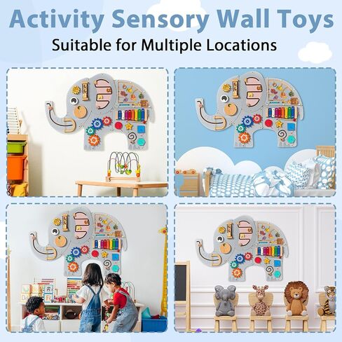 لوحة حائط كبيرة للفيل الخشبية للطفل التعليمي Montessori Toy للأطفال التفاعلية التفاعلية ألعاب الحسية الحسية in Saudi Arabia