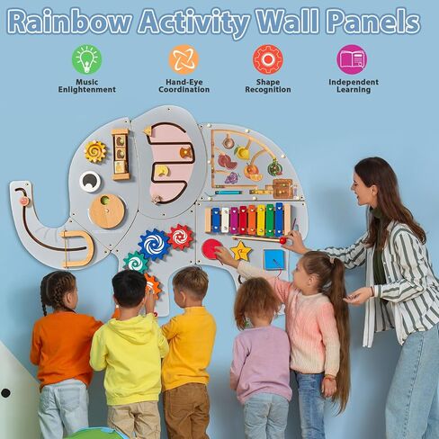 لوحة حائط كبيرة للفيل الخشبية للطفل التعليمي Montessori Toy للأطفال التفاعلية التفاعلية ألعاب الحسية الحسية in Saudi Arabia