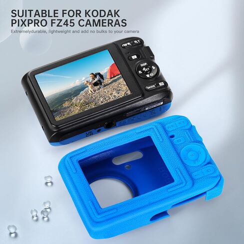 Soft Silicone Camera Case Compatible with Kodak PIXPRO FZ45 Digital Camera, Top Grain Leathr Silicone Cover (Rice White) in Kuwait