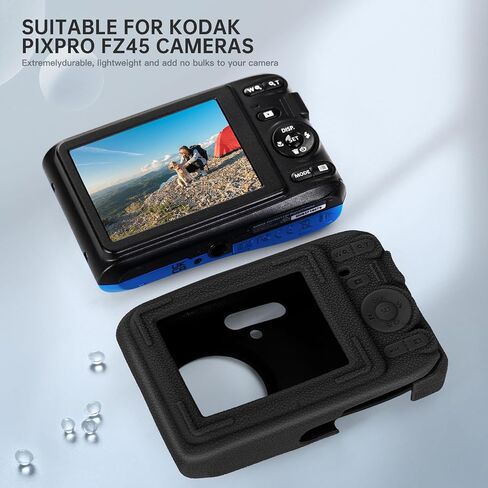 Soft Silicone Camera Case Compatible with Kodak PIXPRO FZ45 Digital Camera, Top Grain Leathr Silicone Cover (Rice White) in Saudi Arabia