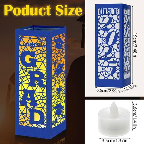 6 Pcs Graduation Table Centerpieces Boxes Class of 2024 Graduation Table Lanterns for Centerpieces with LED Candles Congrats Grad School College Party for Graduation Party Table Decorations in Saudi Arabia