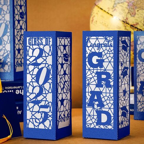 6 Pcs Graduation Table Centerpieces Boxes Class of 2024 Graduation Table Lanterns for Centerpieces with LED Candles Congrats Grad School College Party for Graduation Party Table Decorations in Saudi Arabia