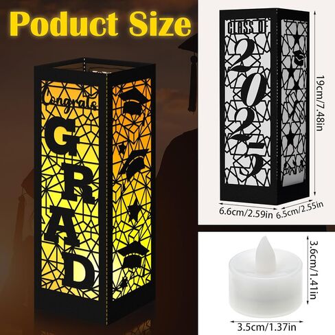 6 Pcs Graduation Table Centerpieces Boxes Class of 2024 Graduation Table Lanterns for Centerpieces with LED Candles Congrats Grad School College Party for Graduation Party Table Decorations in Kuwait