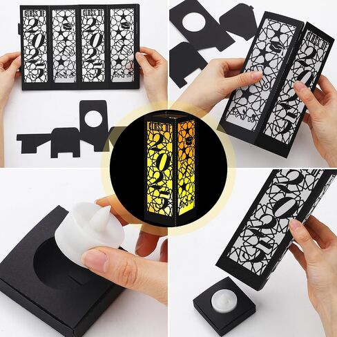 6 Pcs Graduation Table Centerpieces Boxes Class of 2024 Graduation Table Lanterns for Centerpieces with LED Candles Congrats Grad School College Party for Graduation Party Table Decorations in Kuwait