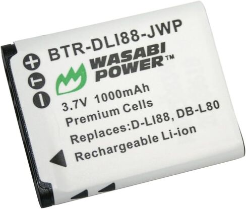 بطارية Wasabi Power (2 عبارة) وشاحن لـ Pentax D-Li88 ، Optio H90 ، P70 ، P80 ، W90 ، WS80 in Saudi Arabia