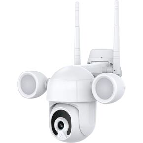 Eversecu 2K 3MP TUYA SMART LIFE LIFE WIFI WIFI IP PTZ Security Camera Camera مقاومة للطقس ، وأضواء تنشيط الحركة وتتبع السيارات ، الرؤية الليلية الملونة ، الصوت ثنائي الاتجاه ، العمل مع Alexa & Google Home in Kuwait