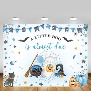 Mehofond Halloween Baby Baphrop Backdrop for Boy A Little Boo هو تقريبًا زخارف خلفية زرقاء لطيفة شبح عيد الهالوين بولين حديث الولادة. in Kuwait