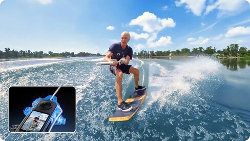 Insta360 X5 Water Sports Rope Mount, for Epic Kitesurfing and Wakeboarding Shots, Stays Invisible in 360 footage for Impossible Third-Person Angles in Saudi Arabia