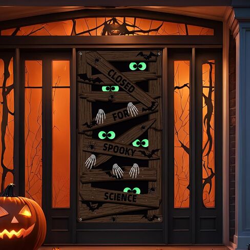 3D Halloween Door Decorations Mummy Cover Fabric Halloween Party Partys Scip for Front Porch Party Supplies Studio Indoor Outdoor ، 35.4 × 70.9 بوصة in Kuwait