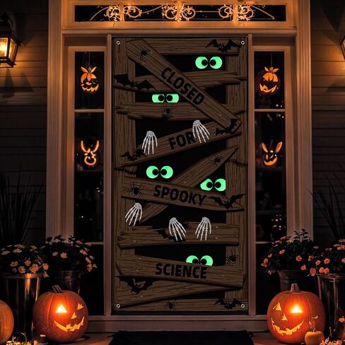 3D Halloween Door Decorations Mummy Cover Fabric Halloween Party Partys Scip for Front Porch Party Supplies Studio Indoor Outdoor ، 35.4 × 70.9 بوصة in Kuwait