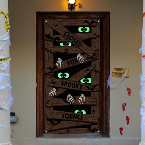 3D Halloween Door Decorations Mummy Cover Fabric Halloween Party Partys Scip for Front Porch Party Supplies Studio Indoor Outdoor ، 35.4 × 70.9 بوصة in Kuwait
