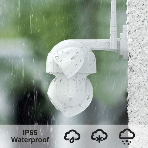Eversecu 2K 3MP TUYA SMART LIFE LIFE WIFI WIFI IP PTZ Security Camera Camera مقاومة للطقس ، وأضواء تنشيط الحركة وتتبع السيارات ، الرؤية الليلية الملونة ، الصوت ثنائي الاتجاه ، العمل مع Alexa & Google Home in Kuwait