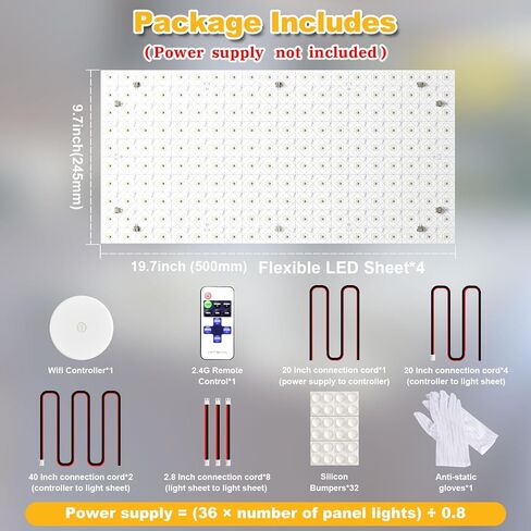 Lichaser 4 Pack LED ورقة الإضاءة الخلفية البيضاء 6000K 24V 36W ، ورقة LED قابلة للضايق متوافقة مع Alexa ، مرنة الإضاءة الخلفية عن بُعد والتحكم in Kuwait