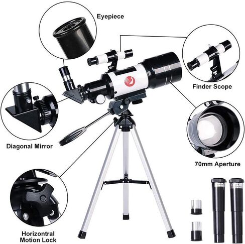 2021 Updated Telescope for Kids Astronomy Beginners Adults 70mm Telescope for Astronomy Starter Scope with Tripod Finder Scope in Saudi Arabia
