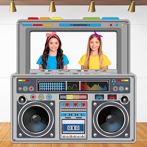 80s 90s Party Decorations Neon Radio Boombox Photo Booth Props Frame in Saudi Arabia