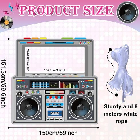 80s 90s Party Decorations Neon Radio Boombox Photo Booth Props Frame in Saudi Arabia