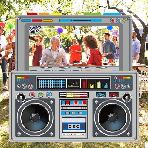 80s 90s Party Decorations Neon Radio Boombox Photo Booth Props Frame in Saudi Arabia