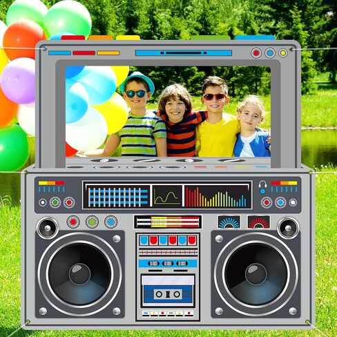 80s 90s Party Decorations Neon Radio Boombox Photo Booth Props Frame in Saudi Arabia
