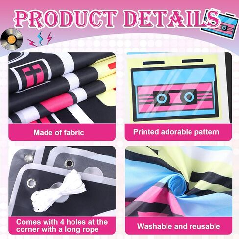 الدعائم Photo Photo Photo Booth Fort for 80s 90s حفلات الحفلات 59 × 59 بوصة ، رمادي رمادي بومب بوكس ​​إطار خلفية معلقة لافت in Kuwait