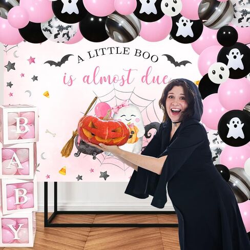 Mehofond Halloween Baby Baphrop Backdrop for Boy A Little Boo هو تقريبًا زخارف خلفية زرقاء لطيفة شبح عيد الهالوين بولين حديث الولادة. in Kuwait