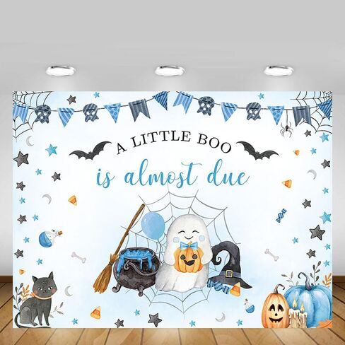 Mehofond Halloween Baby Baphrop Backdrop for Boy A Little Boo هو تقريبًا زخارف خلفية زرقاء لطيفة شبح عيد الهالوين بولين حديث الولادة. in Kuwait