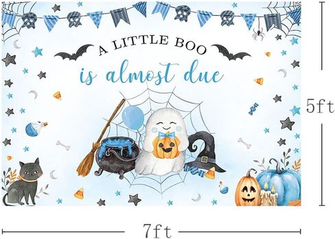 Mehofond Halloween Baby Baphrop Backdrop for Boy A Little Boo هو تقريبًا زخارف خلفية زرقاء لطيفة شبح عيد الهالوين بولين حديث الولادة. in Kuwait