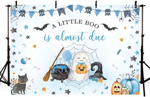 Mehofond Halloween Baby Baphrop Backdrop for Boy A Little Boo هو تقريبًا زخارف خلفية زرقاء لطيفة شبح عيد الهالوين بولين حديث الولادة. in Kuwait