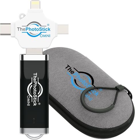 ThePhotoStick® Omni 256GB Photo Backup for iPhone, Android + Portable Case | Automatic Photo and Video Backup, iOS and Android, macOS and PC, Flash Drive, Water-Resistant and Shockproof Case in Saudi Arabia