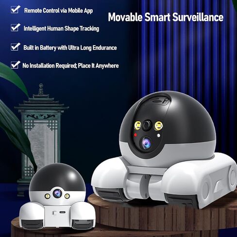 Fosa Smart Security Camera ، 1080p HD Cameras Movable Cameras for Home Security ، و Way Talk Pet مع عجلات ، والكلب الداخلي ، ومراقبة الطفل والحيوانات الأليفة in Saudi Arabia