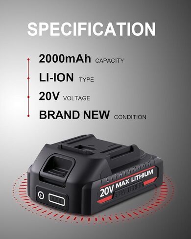 Li-ion Battery Replacement 20V 2000mA with Charger, Compatible Paint Sprayer in Saudi Arabia
