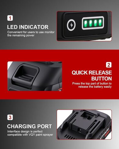 Li-ion Battery Replacement 20V 2000mA with Charger, Compatible Paint Sprayer in Saudi Arabia