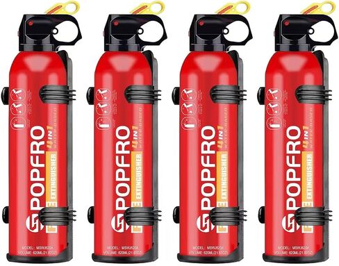 POPFRO Portable Fire Extinguisher | 4-in-1 Small Fire Extinguisher for Home, Garage, Kitchen, Car | For Electric, Textile and Grease Fires | Non-Toxic, Easy Clean | Wall Mount Incl (2PK) in Kuwait