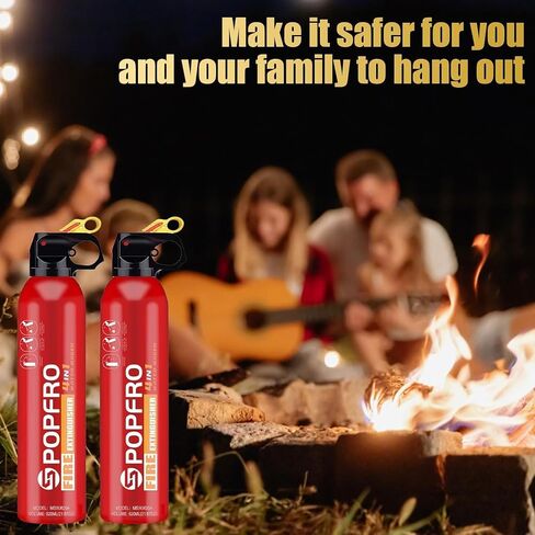 POPFRO Portable Fire Extinguisher | 4-in-1 Small Fire Extinguisher for Home, Garage, Kitchen, Car | For Electric, Textile and Grease Fires | Non-Toxic, Easy Clean | Wall Mount Incl (2PK) in Kuwait
