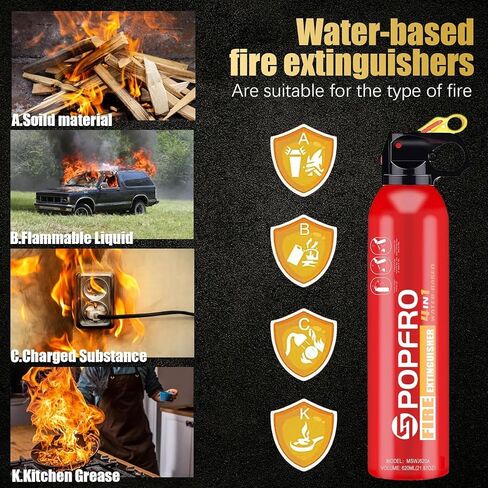POPFRO Portable Fire Extinguisher | 4-in-1 Small Fire Extinguisher for Home, Garage, Kitchen, Car | For Electric, Textile and Grease Fires | Non-Toxic, Easy Clean | Wall Mount Incl (2PK) in Kuwait