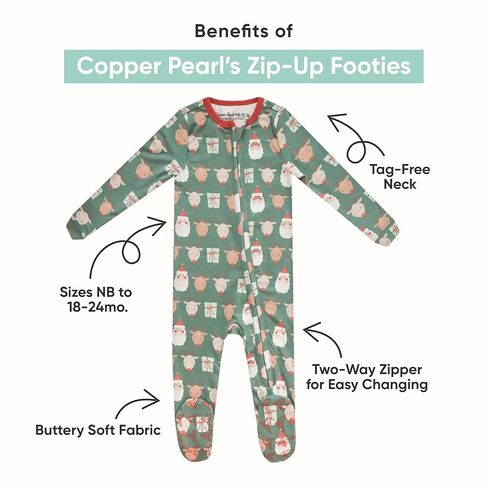 Hogwarts Copper Pearl Zip-Up Footie Baby Pajamas: Ultra-Soft Boys & Girls Pajamas, Premium Knit Fabric in Stylish Prints, Tag-Free with Two-Way Zipper, Newborn to 24 Months in Saudi Arabia