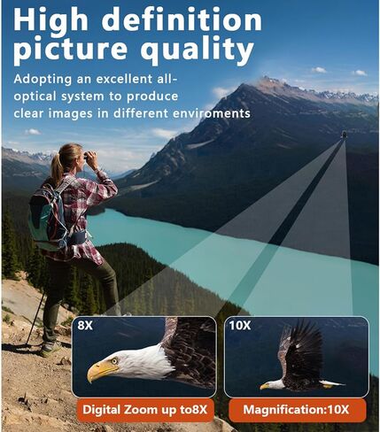 Digital Binoculars with Camera, 8X Digital Zoom, 2 Inch Display 48MP Camera 2.5K Video, Digital Binoculars for Bird Watching Concerts Travel, with Storage Card (128GB) in Saudi Arabia