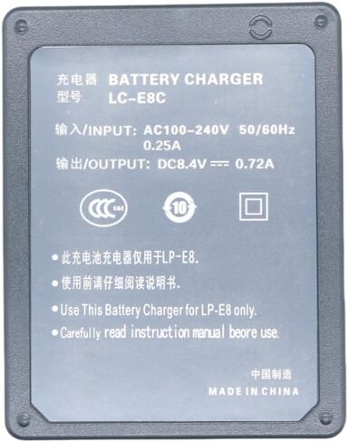 LC-E8C E8C LC-E8E Charger Charger لـ Canon LP-E8 LPE8 CAMERAS EOS 550D 600D 650D 700D KISS X4 X5 X6I X7 REBEL T2I T3I T4I T5I in Saudi Arabia