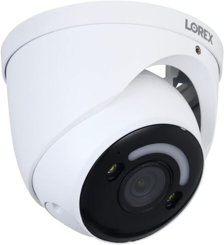 Lorex 4K 8MP IP سلكية سلكية القبة المعدنية في الهواء الطلق/داخلي كاميرا الأمان ، أبيض - إضاءة الأمن الذكية ، الكشف عن الحركة الذكية ، صفارات الإنذار للردع ، الداعم الليلي الملون ، نقاش ثنائي الاتجاه ، IP67 مقاوم للطقس in Kuwait